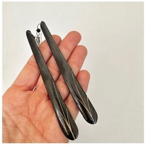 Chen Burkett long wooden earrings